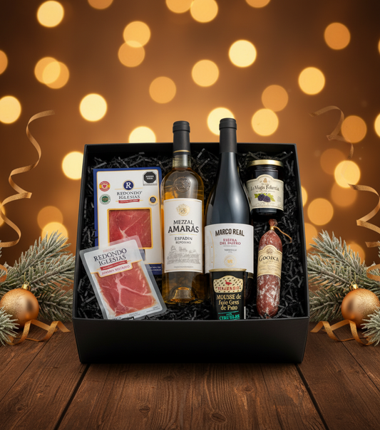 Caja Gourmet Premium “Sabores de Temporada” – Mezcal, Vino y Jamón Serrano