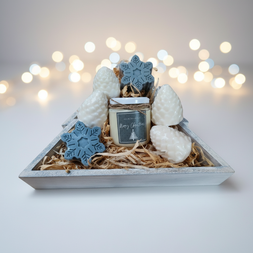 Caja Navideña Aromática con Vela y Jabones Artesanales – Regalo Corporativo de Invierno