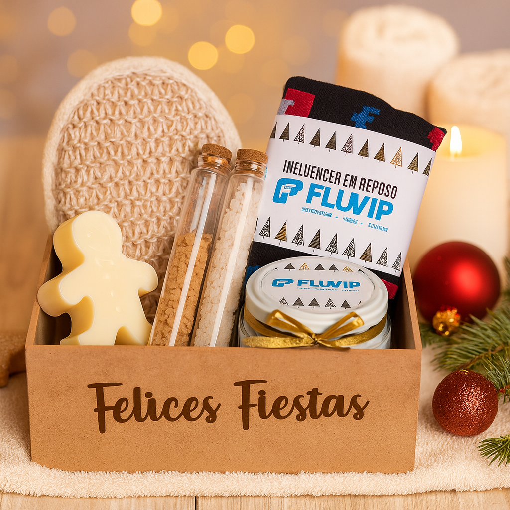 Caja de Regalo Corporativo Navideña “Felices Fiestas” con Kit de Relajación y Bienestar