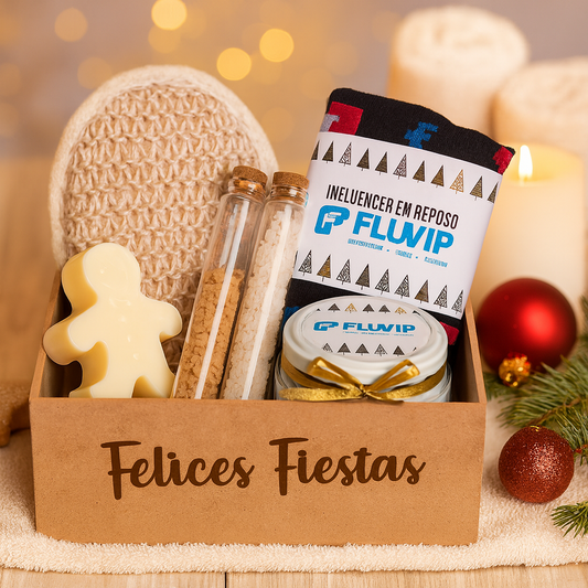 Caja de Regalo Corporativo Navideña “Felices Fiestas” con Kit de Relajación y Bienestar
