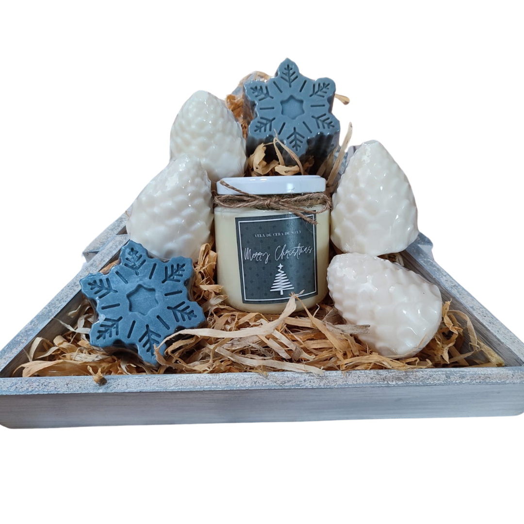 Caja Navideña Aromática con Vela y Jabones Artesanales – Regalo Corporativo de Invierno