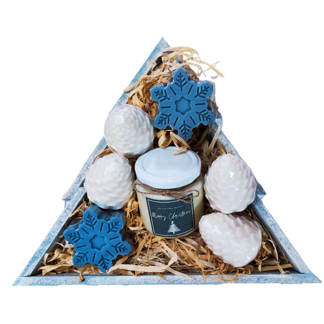 Caja Navideña Aromática con Vela y Jabones Artesanales – Regalo Corporativo de Invierno