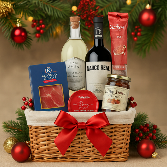 Canasta Gourmet Premium con Mezcal y Vino Tinto | Regalo Corporativo de Navidad