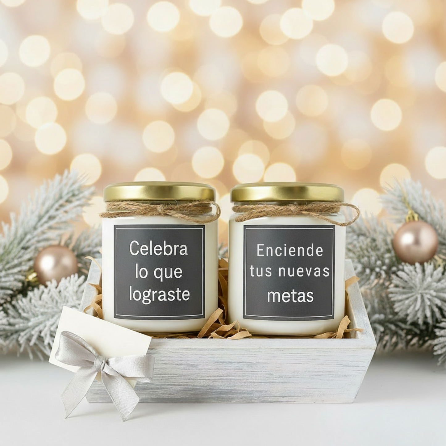 Velas Corporativas de Fin de Año con Frases Inspiradoras – Detalle de Agradecimiento Navideño