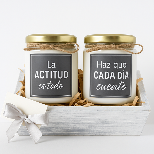 Set de Velas Motivacionales - "Actitud y Propósito"