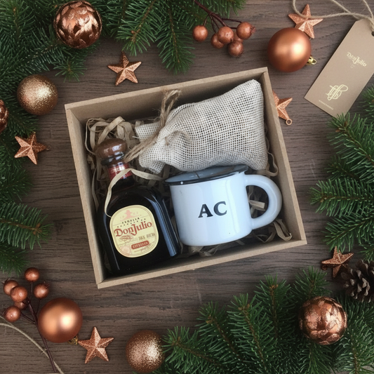 Caja Corporativa Navideña con Tequila y Detalle Personalizado