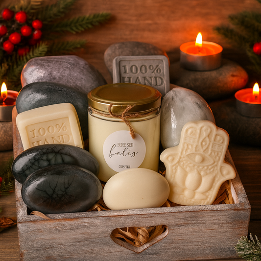 Caja de Regalo Corporativo “Bienestar” con Vela Aromática y Jabones Artesanales Naturales